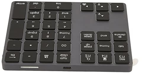 Tastierino Numerico Wireless 5.0 Tastierino Numerico Retroilluminato a 34 Tasti Portatile Ultra Sottile in Lega di Alluminio per Fogli di Calcolo Contabili per Laptop OS