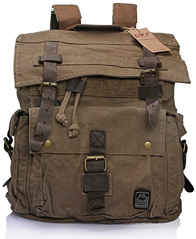 DRF Mochila Senderismo de Lona Gran Capacidad Mochila Casual Viaje Unisex BG09 (Verde)