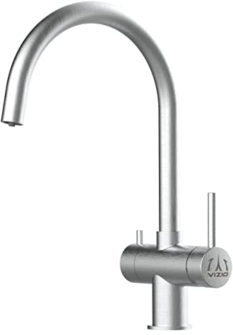 Rubinetto miscelatore cucina fontana lavello tre vie acciaio inox spazzolato con canna girevole per utilizzo con filtro depuratore - ACCIAIO INOX CHIRURGICO AISI 316