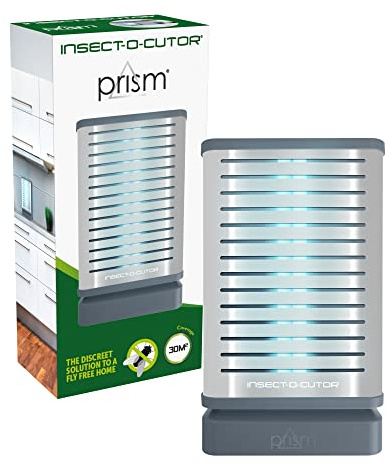 Insect-O-Cutor Prisma Fliegenvernichter für den Innenbereich, Mückenbekämpfung, schlankes Aluminium-Design, Schreibtisch- oder Wandmontage, ideal für kleine Büros, Cafés, Küchen, UV-Licht
