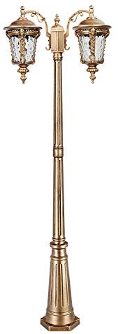 Außen Standleuchte Bronze Aluminium Und Glas 2.1 M E27 IP44 Mastleuchte Robust Wasserdicht 2-Flammig Wegeleuchte Terrasse Wege Außenleuchte Standleuchte Gartenlampe Außenlampe Straßen-Laterne