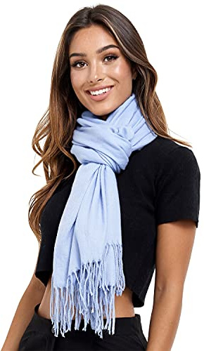 Glamexx24 Schal Damen Winterschal Gefühl Langer Schal mit Fransen Baumwolle Warm Herbst Winter Unifarben Deckenschal und Tücher 200 x 74 cm, 165x 70 cm