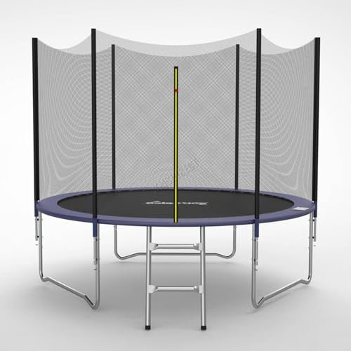 GALACTICA 8FT Round Trampoline Set Outdoor Garden Safety Net Enclosure Spring Jump Mat Padding Ladder GT-TS-01 Blue