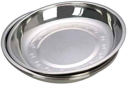 Parlynies Servierplatte, Speiseteller, 4er-Set, Runde Platte aus Edelstahl