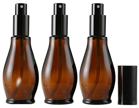 VASANA Flacone spray in vetro ambrato da 100 ml, con nebulizzatore fine e tappo antipolvere, per pulizia cosmetica, aromaterapia, diffusore di oli essenziali, massaggio, confezione da 3