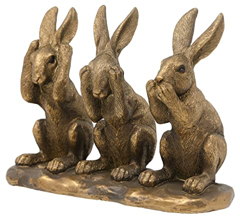 The Leonardo Collection Skulptur Drei Weise Hasen Bronze Harz Ornament