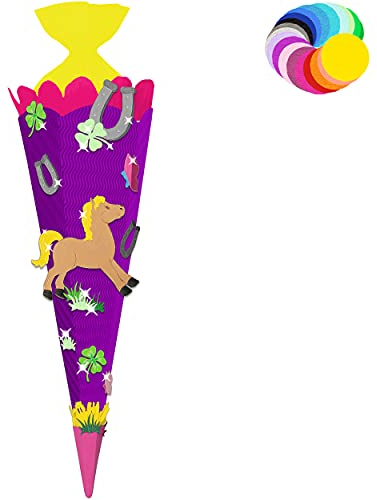 alles-meine.de GmbH Bastelset - Schultüte Farbe & Größe wählbar 70/85 / 100 cm - Pferd - Farbe frei wählbar - Bastelschultüte - Zuckertüte zum selber Basteln Bemalen Bekleb..
