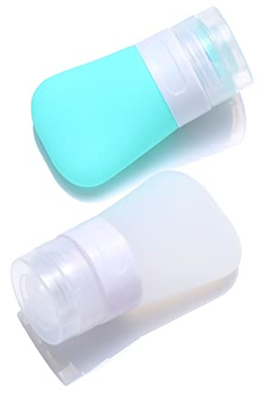 LUFEVRM 2 Pcs Silicone Travel Bottles,Leak Proof Refillable Squeezable Containers with Transparent Carry Bag,Mini Small Empty Travel Bottles for Shampoo,Conditioner,Lotion,Toiletries(38ml)