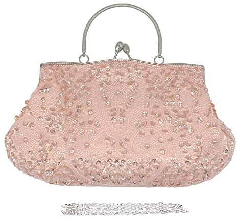 Clutch-Tasche im Vintage-Stil, florales Design, mit Perlen, glitzernd, für Abschlussball, Hochzeit, Abendtasche, Brauttasche für Frauen, Party-Handtasche