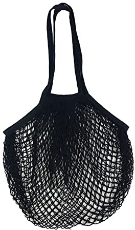 String Shopping Bag, Cotton Reusable Grocery Mesh Bags Portable Net Shopping Mesh String Bag for Fruit, Vegetables Storage (Black)
