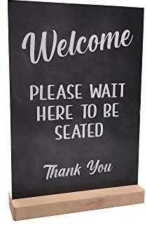 Please Wait Here To Be Seated Sign - Popular restaurant furniture - Available as Freestanding or Adhesive (Stand)