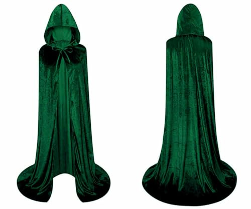 Capa con Capucha Terciopelo Largo Unisex Adulto y Niño, Capa Vampiro Bruja Muerte Monja Dracula Medieval, Capa Terciopelo Hombre Mujer Niños para Halloween y Carnaval
