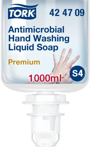 Tork antimikrobielle Flüssigseife zur Händedekontamination S4, dermatologisch getestet, 1 × 1.000 ml, 424709 | zur Händedekontamination dermatologisch getestet