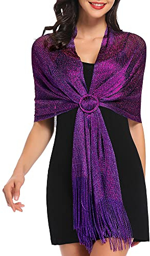 vimate Funkelnde metallische Tücher und Wickel für die Abendparty Formale Kleider Hochzeit Brautjungfer (mit kostenloser Schalschnalle)