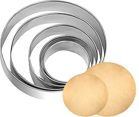 5 Pieces Stainless Steel Cookie Cutter Set, Biscuit Molds Fondant Cake Cookie Cutter Set for Baking (Round)