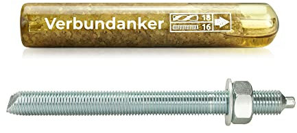 Isolbau Verbundanker Set - Verbundankerpatrone styrolfrei V16 + Ankerstange verzinkt M16 x 190 - ETA/ETAG Zulassung - 1 Stück