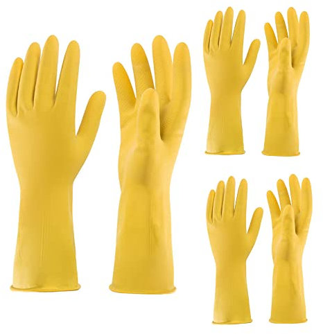 SXJART Gummi-Reinigungshandschuhe Gelb für Haushalt, wiederverwendbare Geschirrhandschuhe für die Küche. L 3