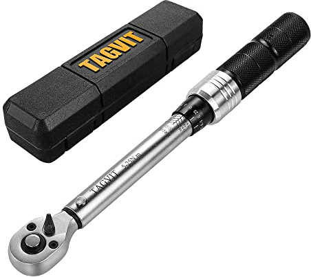 TAGVIT Drehmomentschlüssel 1/4 Zoll, 5-25 Nm Drehmomentschlüssel Fahrrad, ± 3% Fehlergenauigkeit mit 72 Zähne Wende Ratschenkopf für Fahrrad, MTB und Motorrad
