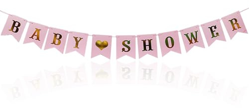 Baby Shower Banners Girl, Baby Shower Bunting Decorations Pink, For Gender Reveal Party Glitter Birthday Party Decorations Supplies