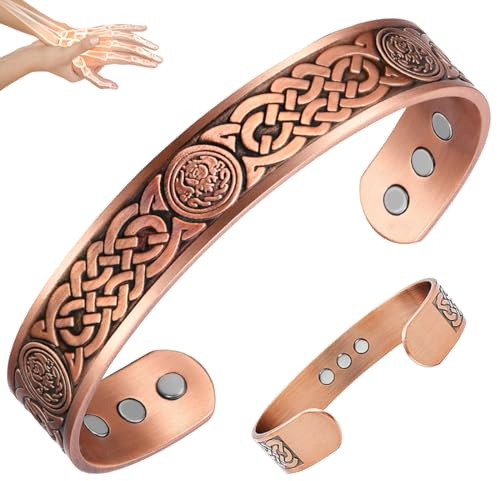 Vicmag Copper Bracelet for Men Ultra Strength Magnetic 99.99% Solid Pure Copper Cuff Bangles Adjustable Size with Gift Box (Celtic Knot 2)