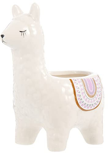 minkissy Simpatici vasi per Piante grasse in Alpaca per Bonsai in Ceramica, per Cactus, Cactus, con drenaggio, per casa, Ufficio, scrivania, Cucina, Giardino, Bianco