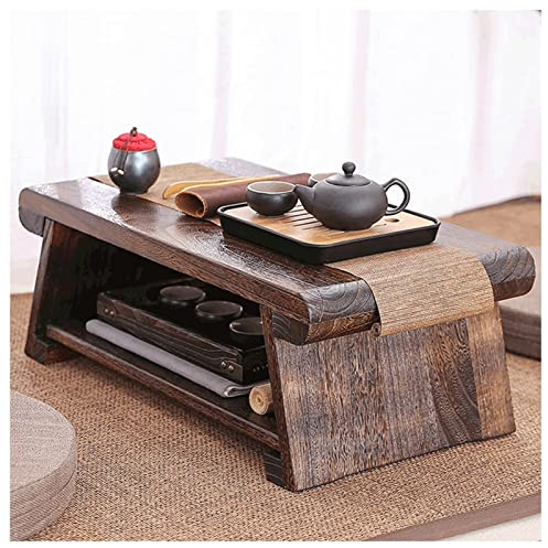 Couchtisch Frühstück Im Bett Serving Tablett Tisch Japanische Art Bodentisch Für Tee Antike Meditation Altar Tisch Sitzen Auf Dem Boden Möbel (Color : Brown, S : 50x30x20cm)