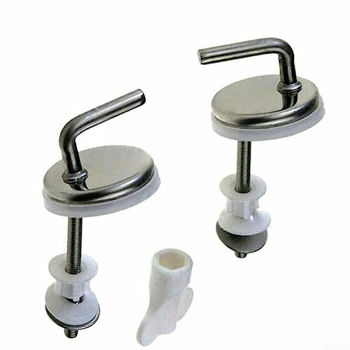 EpheyFIF 2 x WC-Sitz-Scharniere, Schnellentriegelung, WC-Sitz-Befestigungen, Edelstahl, Rückwand-Ersatz-Scharniere, Universal-Toilettensitzbeschläge für WC-Toilette, Silber