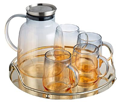 Brocca Acqua Gradiente Colore VETRO ACQUA ACQUA CAPPA TAPPA INSULTATO IN ACCIAIO INOSSIDABILE HOME KUZZA JUICE JAR resistente al calore resistente al calore bicchieri di vetro tazze Caraffa Acqua ( Co