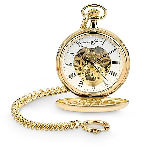 Hermann Jäckle Herren Taschenuhr Heidelberg Vergoldet Skelett 50 mm