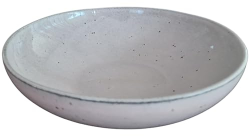 PintoCer - 2 x Platos Hondos de Gres, 22 cm, Cuenco para Sopa, Pasta, Ensalada o Cereales, Color: Rosa