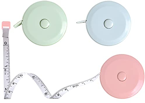 Wisebom Maßbänder Körper Automatisch Einziehbares Maßband, 3Pcs Doppelseitiges Measuring Tape 150cm/60in, Weiches Nähen Massband Schneidermaßband für Messen von Länge Brust Taille