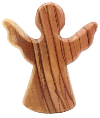 NyxSeat 1 Stück Schutzengel aus Holz, Engel stehend, Olivenholzengel, Engelmodell, Tischdeko, handgefertigte Engelsfigur