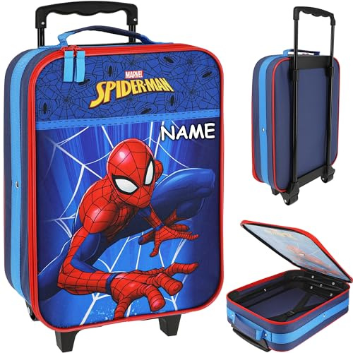 alles-meine.de GmbH Kinder - Reiseartikel & Taschen - Verschiedene Artikel frei wählbar - großer - Kinder Trolley - Spyderman - inkl. Name - wasserabweisend & beschichtet - für M..