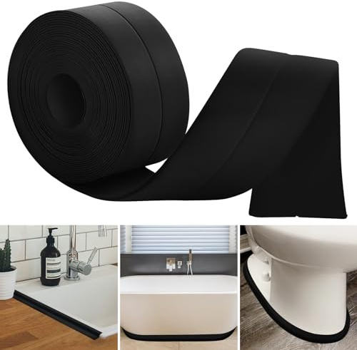 Battiscopa, Pavimento PVC Adesivo, PVC Battiscopa Adesivo 35mm x 20m, Battiscopa Adesivo Cucina, Zoccolino Battiscopa in PVC, Battiscopa Passacavi, Battiscopa Cucina Adatto per Bagno, Cucina (Nero)