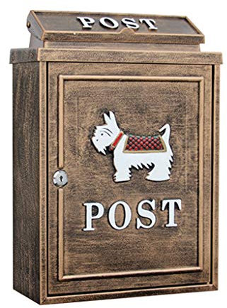 Großer Briefkasten zur Wandmontage mit Schloss, Briefkasten for den Außenbereich for sichere Postbearbeitung (Color : Brass, S : 41 * 28.4 * 12.5cm)