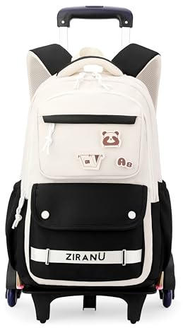 EKUIZAI Boys Rolling Backpack for School Kids School Bags with Wheels Rolling Trolley School Bags for Teen Girls, Black