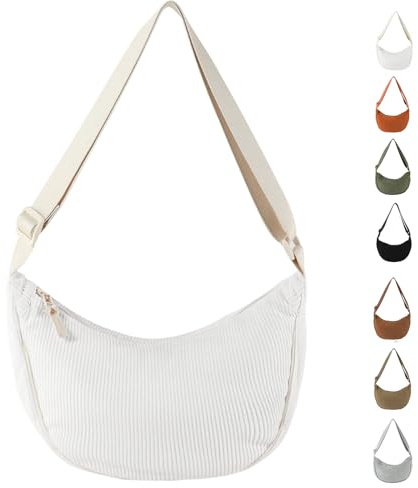 GoPaw Borsa di Velluto a Coste per Donne, Mezzaluna Hobos Crossbody Impermeabile e Leggera con Tracolla Regolabile per Viaggio