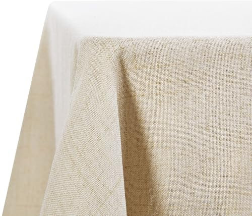Deconovo Outdoor Tischdecke Abwaschbar Gartentischdecke Wetterfest Wasserabweisende Tischwäsche Lotuseffekt Tischdecken Rechteckig Tischtuch Leinenoptik für Esszimmer Küche, 130x280 cm, Creme, 1 Stück