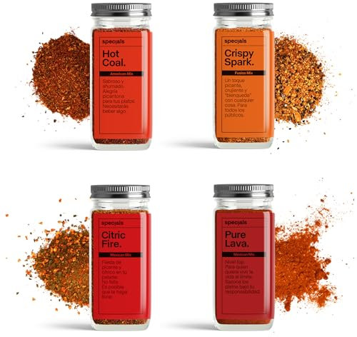 Set de Especias Gourmet para Cocinar Specials Foods - Sazonador con Curry, Ajo, Cayena para Pescado, Cerdo, Pollo y Verduras (Pack Spicy)