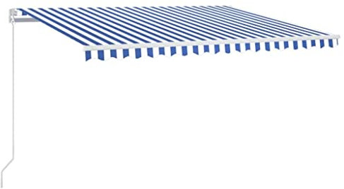 Gecheer Tenda da Sole,Retrattile,Manuale,con Luce LED,400x300 cm,Blu e Bianco,Tenda da Sole da Parete da Muro,Tenda Esterno Sole,Tenda Balcone,Tenda da Sole per Esterno,Tenda da Sole a Muro