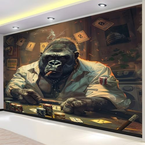 Murales Papel Pintado Salon Chimpancé Solitario 300 x 210 cm Fotomurales 3D Tejido No Tejido Papel Tapiz Fotográfico Decorativos Murales Dormitorio Oficina Hotel