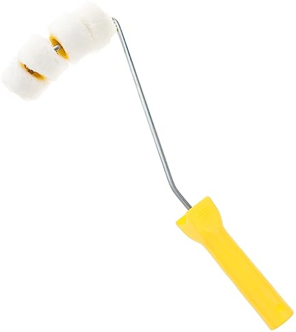 Homoyoyo 4-Wheel Paint Roller Brush Tubular Paint Brush for Wall Painting Household Portable Roller Tool Acrylic White Medium Bristles