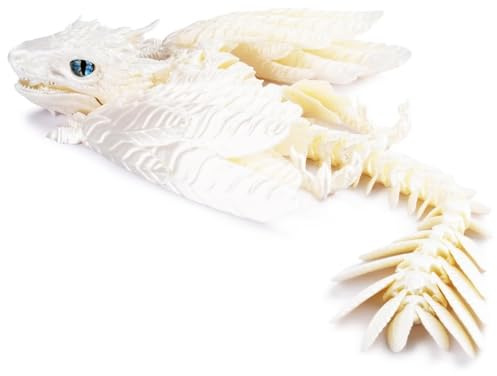 3D Gedruckt Drache Gefiedert Drache Wiverne Drachen Marionette Drachen Gelenk Drache 3D Druckspielzeug Drache 3D (White)