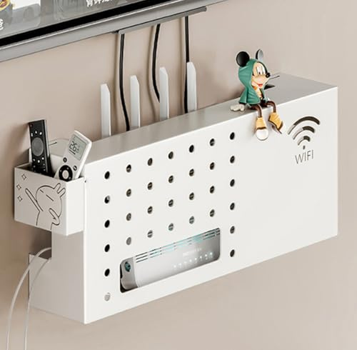 HFGHGDF Router Schrank, Versteck für Router, Box für Wandinstallation, Steckdosenleiste mit Kabelmanagement in moderner Ausführung (White)