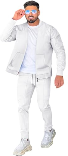DONYKARRY Men's Tracksuits 2 Pieces Baseball Collar Sports Shir Sweatsuit Sets Lightweight Workout Top & Bottom Sets Sports Jogging Suit Set Trendy Jacket Suit Summer Outfits