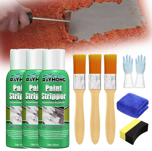 Decapante Rayhong, Decapante Ray Hong, Decapante Automotriz Eficiente Rayhong, Removedor de Pintura para Metal, Corrección de Remoción de Grafiti en Paredes, para Metal y Madera (3 piezas)