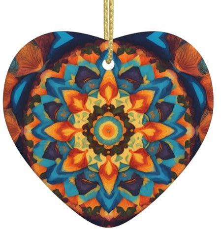 YYHHAOFA Weihnachts-Keramik-Anhänger für Feiertagsparty-Dekorationen und Geschenke, Kaleidoskop-Mandala-Druck