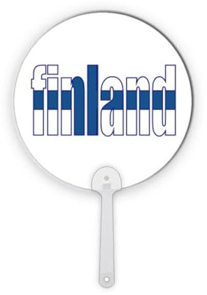 N/no Finlandia Bandiera Nazione Nome Plastica Rotondo Palmare Fan Decorazioni Artigianato