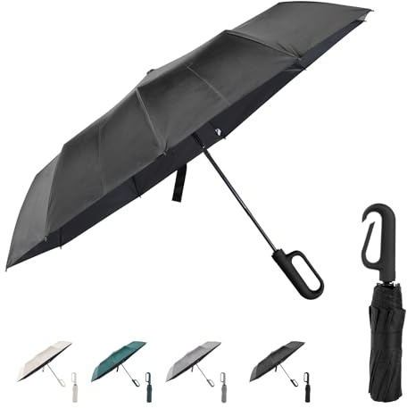 Parapluie de voyage pliable compact pour la pluie et le soleil, ouverture automatique, 10 baleines, parapluie portable pour homme et femme