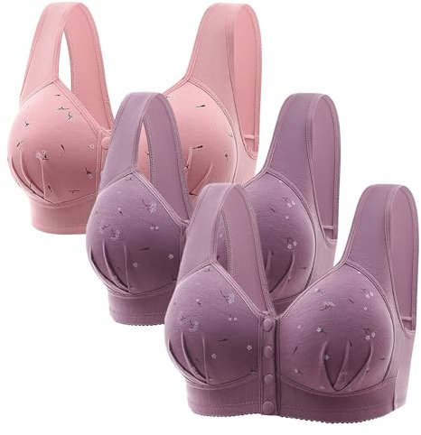 Today's Deals Comfort Bras for Women UK Thin Laceless Comfortable Breathability Underwear Large Size Brater Buckle Female Bra V Neck Vest Bralette Womens Sports Bras Purple